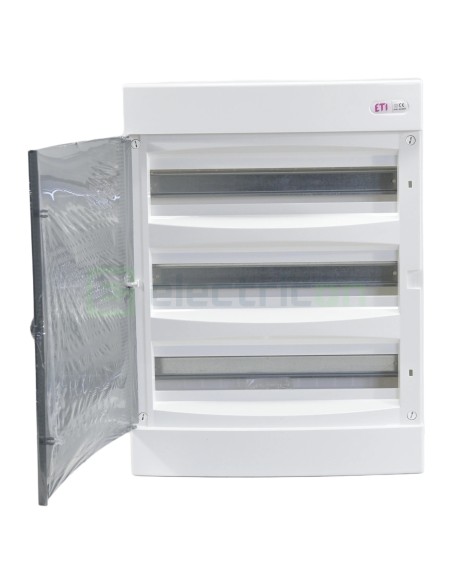 Tablou sigurante 54 module, 3x18 module aplicat, IP40, cu ușă transparentă, ECT 3x18PT, ETI, 001101040 - Electricon.ro