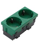 Priză - Schuko - încastrat înclinare 33° pentru doză sub pardoseală - IP20, verde - Hager ESR2336029