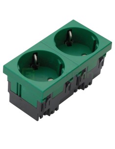 Priză - Schuko 2P+E - încastrat înclinare 33° pentru doză sub pardoseală - IP20, verde - Hager ESR2336029