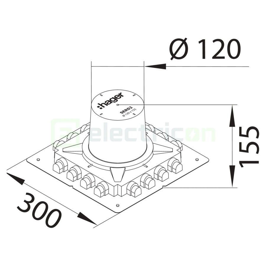 Element cofraj pentru prize de podea R02, 155 mm - Hager SER02
