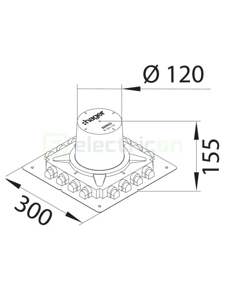 Element cofraj pentru prize de podea R02, 155 mm - Hager SER02