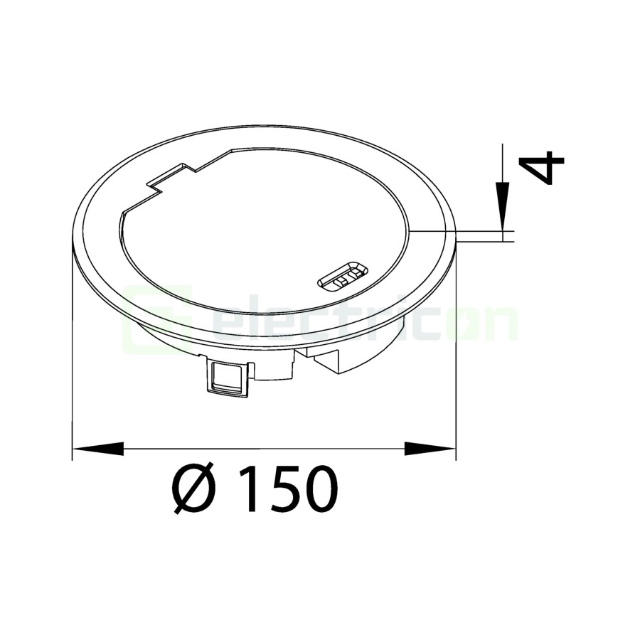 Capac pentru priza de podea BSR02D, 150 mm, argintiu - Hager BSR02MKS