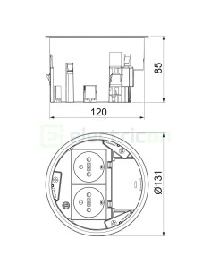 Priză de podea - R02, suport pentru 2 prize Schuko cu priză - OBO Bettermann 7408834 2