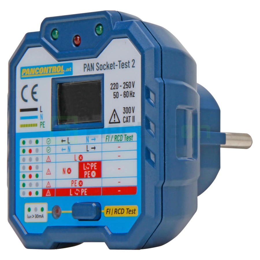 Tester Priză PAN Socket-Tester-2 | Afișaj LCD 250V | Test RCD 30mA | Pancontrol - Profesional