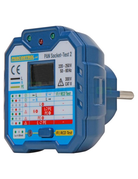 Tester Priză PAN Socket-Tester-2 | Afișaj LCD 250V | Test RCD 30mA | Pancontrol - Profesional