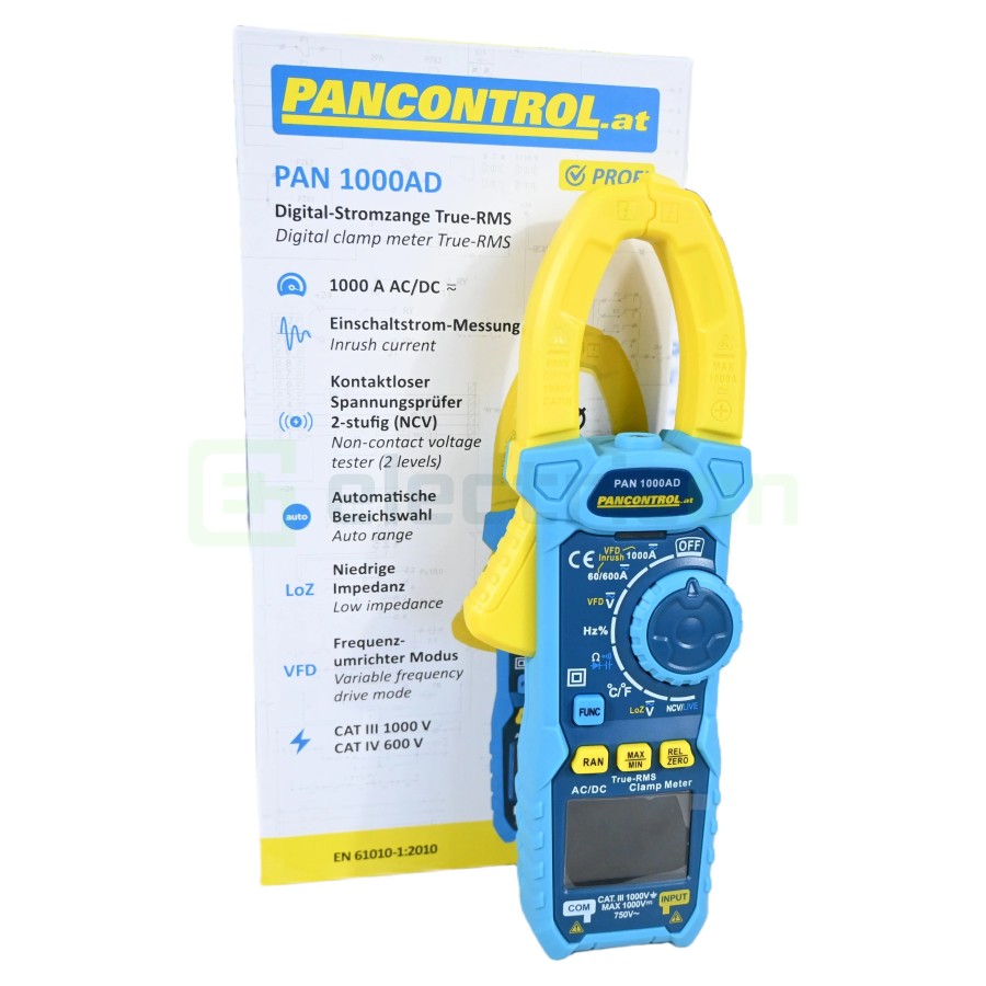 Clește Ampermetric PAN 1000AD | 1000A AC/DC True RMS | Temp & Inrush | Pancontrol - Profesional
