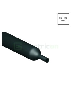 Tub termocontractabil subţire, contracţie 2:1, 26/12,5mm, negru, Cimco 18 1627