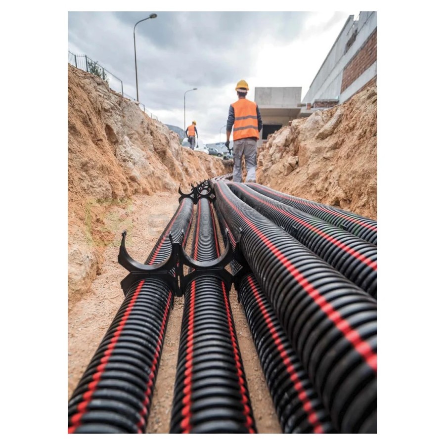 Tub gofrat Geonflex ISR 32mm cu sondă 50m negru-verde 2043032