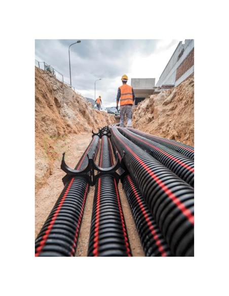 Tub gofrat Geonflex ISR 32mm cu sondă 50m negru-verde 2043032