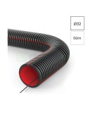 Copex - tub gofrat - Ø32 mm - 50 metri - cu fir trecere - Negru/roșu ignifug - Kouvidis Geonflex ISR 2043032