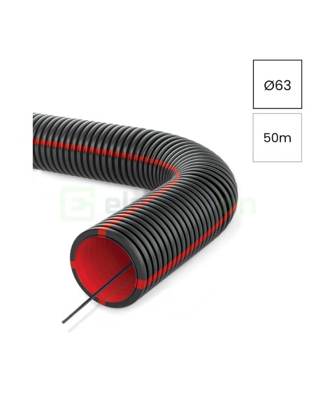 Tub gofrat Geonflex ISR 63mm cu sondă 50m negru-verde 2043063