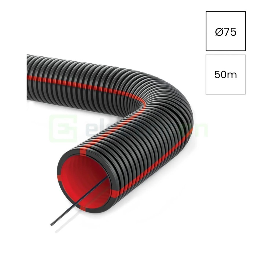 Geonflex tub flexibil cu sondă Kouvidis 75mm 750N negru-verde 50m 2043075