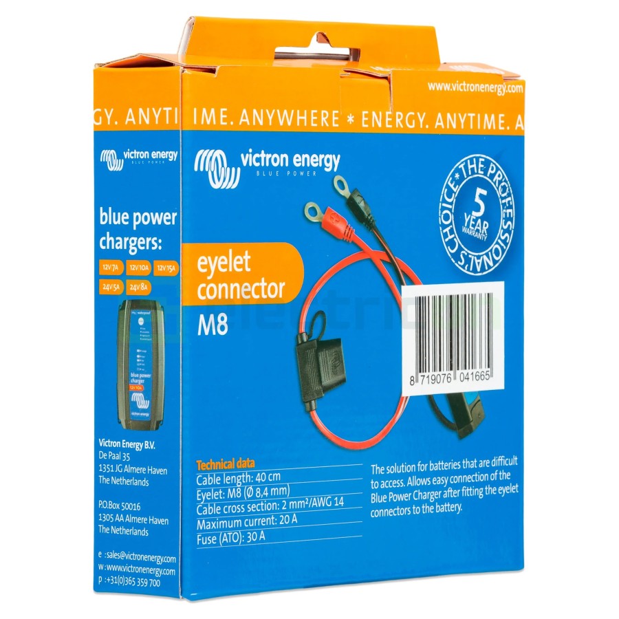 Conector papuc inelat M8 cu siguranță fuzibila 30A - Victron Energy BPC900110014