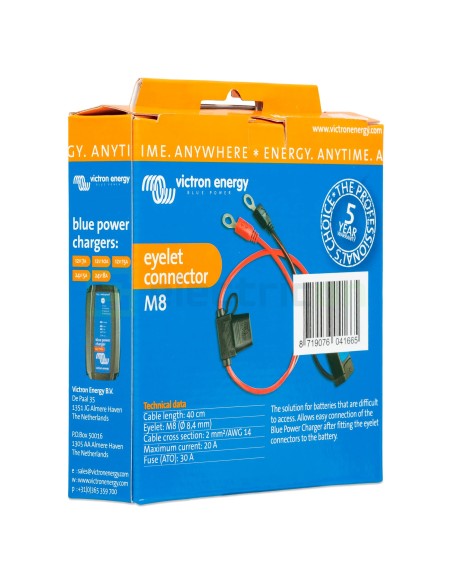 Conector papuc inelat M8 cu siguranță fuzibila 30A - Victron Energy BPC900110014