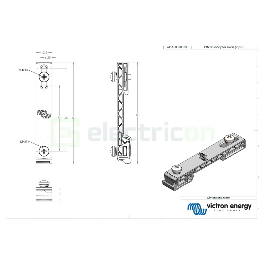 Adaptor șină DIN35 pentru MPPT - mică, pereche - Victron Energy ADA500100100