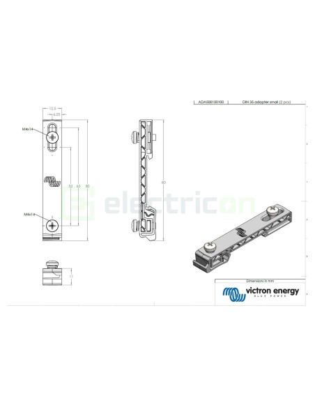 Adaptor șină DIN35 pentru MPPT - mică, pereche - Victron Energy ADA500100100
