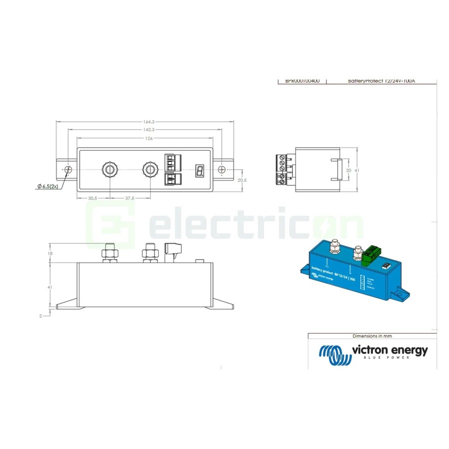 Sistem de monitorizare a bateriei - 12V/24V 100A BP-12/24 100 - Victron Energy BPR000100400