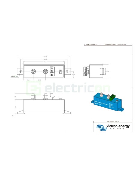 Sistem de monitorizare a bateriei - 12V/24V 100A BP-12/24 100 - Victron Energy BPR000100400