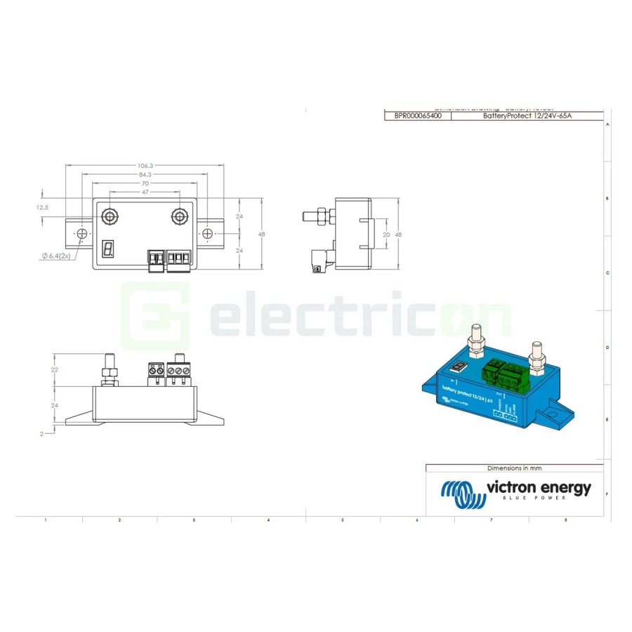 Sistem de monitorizare a bateriei - 12V/24V 65A Smart BP-12/24 65 - Victron Energy BPR065022000