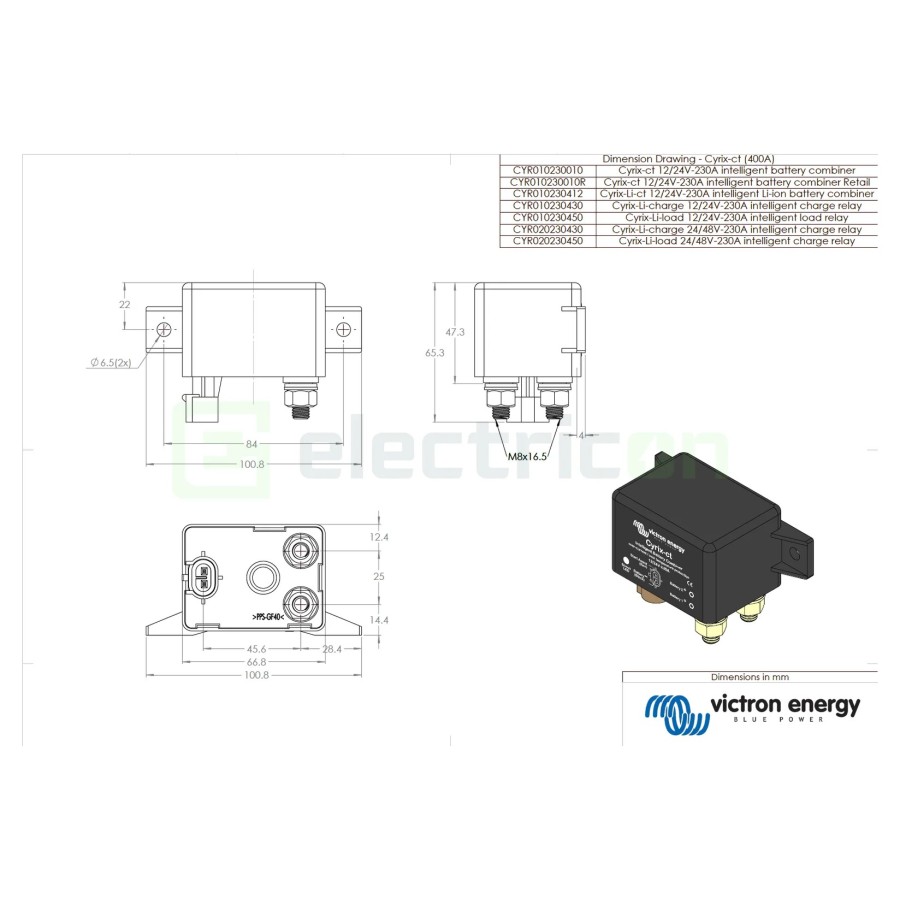 Combinator inteligent de baterii - Cyrix-Li-ct 12/24V-230A - Victron Energy CYR010230412