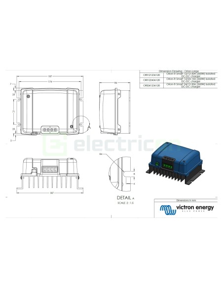Încărcător izolat DC/DC - 12/24-15A (360W) Orion-Tr Smart - Victron Energy ORI122436120