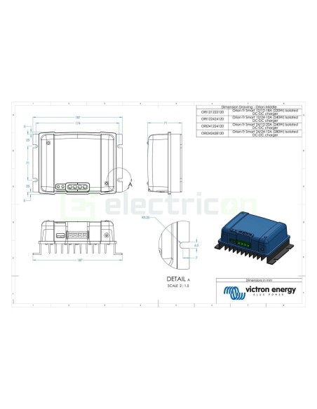 Încărcător izolat DC/DC - 24/12-12A (380W) Orion-Tr Smart - Victron Energy ORI242428120