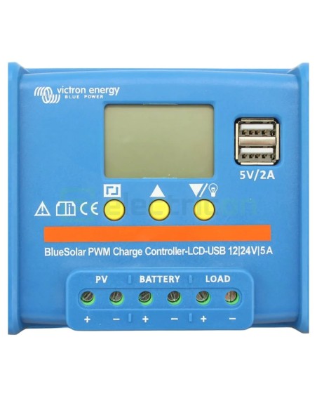 Încărcător solar PWM - LCD&USB 12/24V-5A - Victron Energy SCC010005050