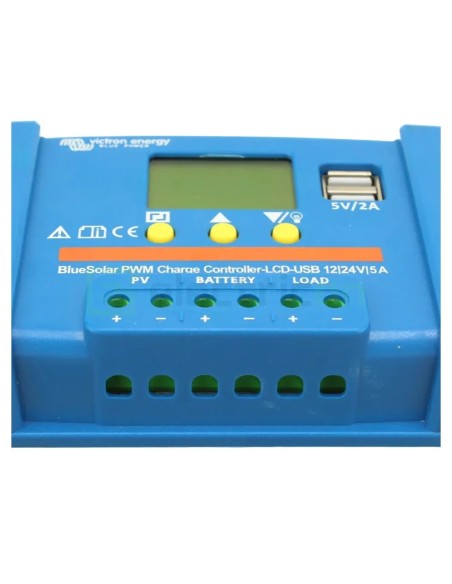 Încărcător solar PWM - LCD&USB 12/24V-5A - Victron Energy SCC010005050