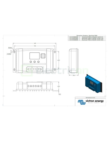 Încărcător solar PWM - LCD&USB 12/24V-10A - Victron Energy SCC010010050