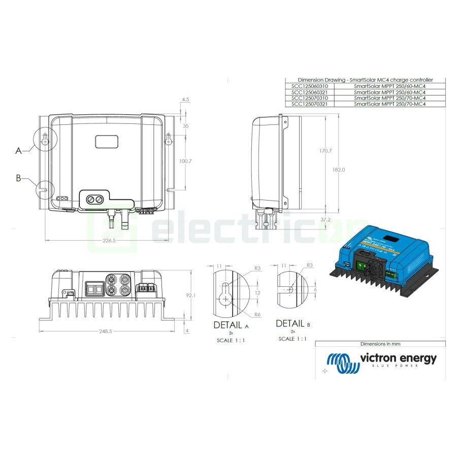 Încărcător solar MPPT - SmartSolar 250/60 MC4-VE.Can -Victron Energy SCC125060321