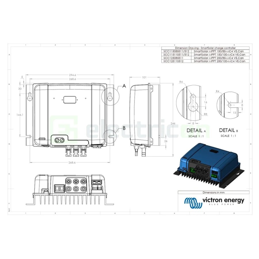 Încărcător solar MPPT - SmartSolar 150/100 MC4-VE.Can -Victron Energy SCC115110511