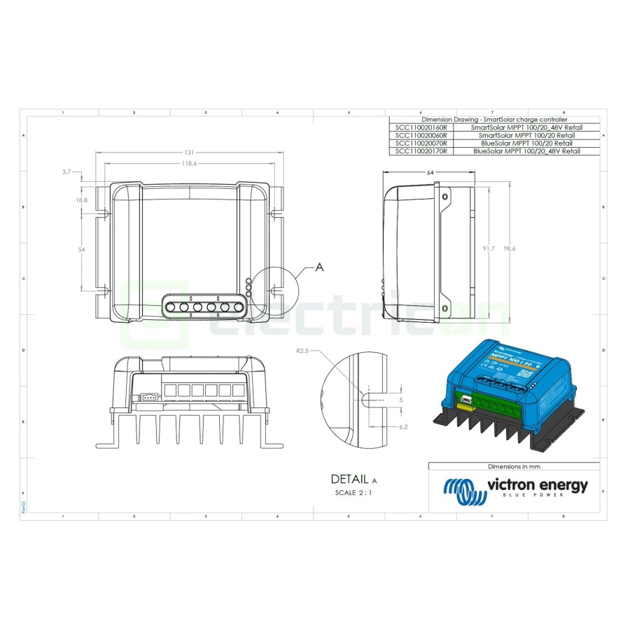 Încărcător solar MPPT - BlueSolar 100/20 -Victron Energy SCC110020170R