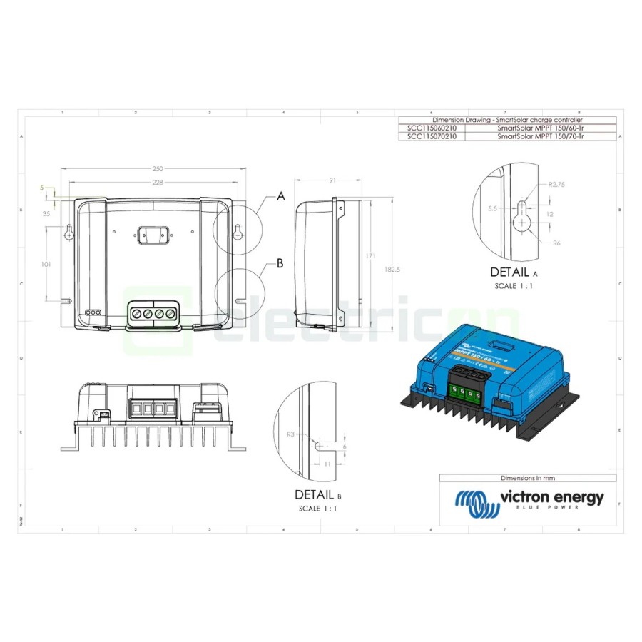 Încărcător solar MPPT - SmartSolar 150/60 Tr -Victron Energy SCC115060211