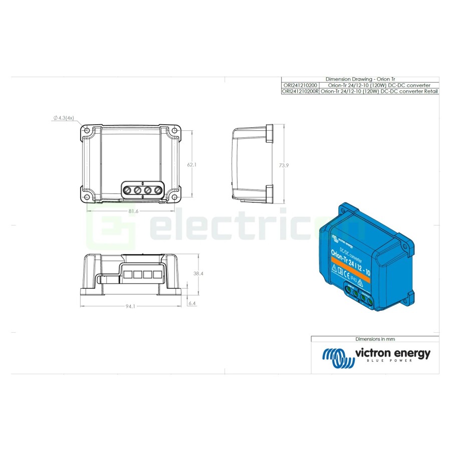 Convertor DC-DC - 24/12-10 (120W) Orion-Tr - Victron Energy ORI241210200(R)