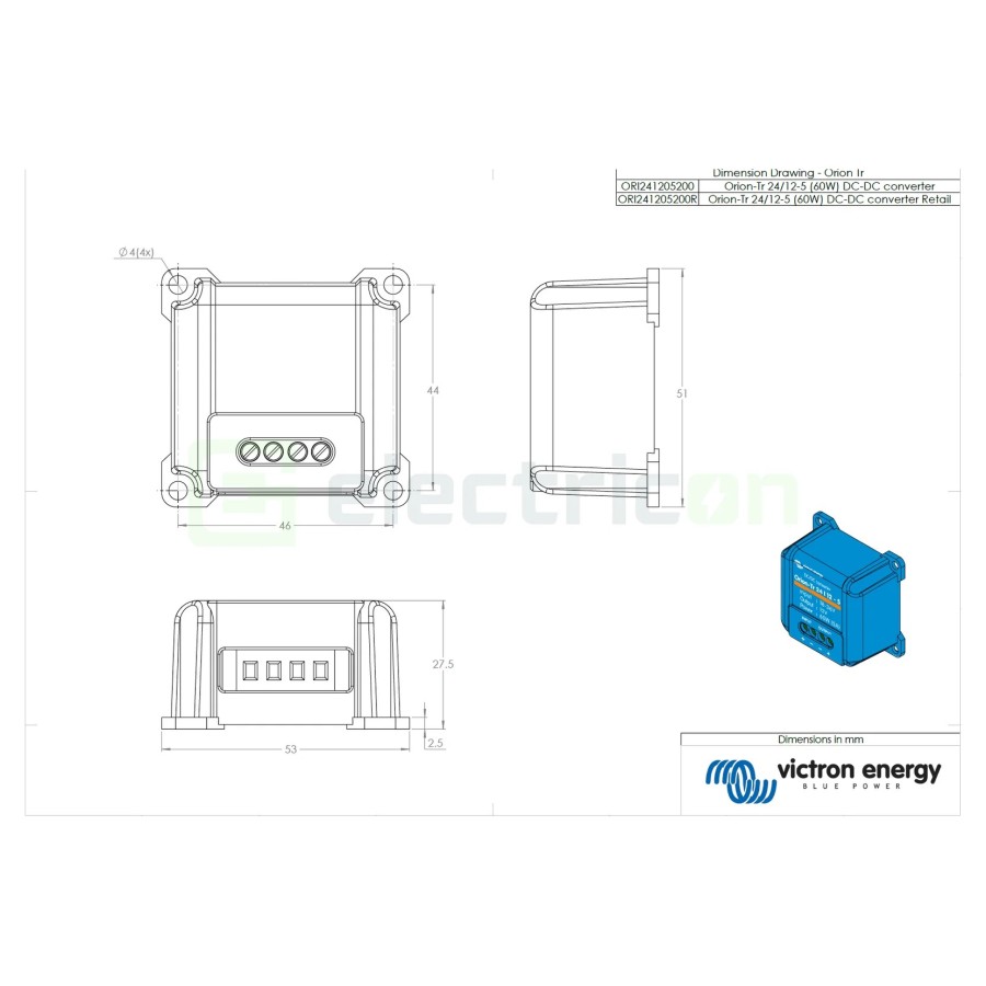 Convertor DC-DC - 24/12-5 (60W) Orion - Victron Energy ORI241205200(R)