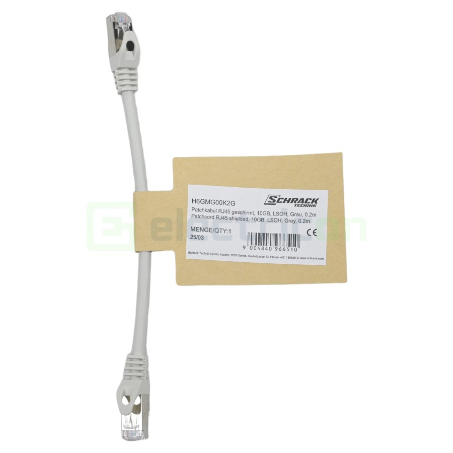 Cablu patch - cablu retea - internet tip Cat 6A ecranat LS0H gri 0.2m - Schrack H6GMG00K2G