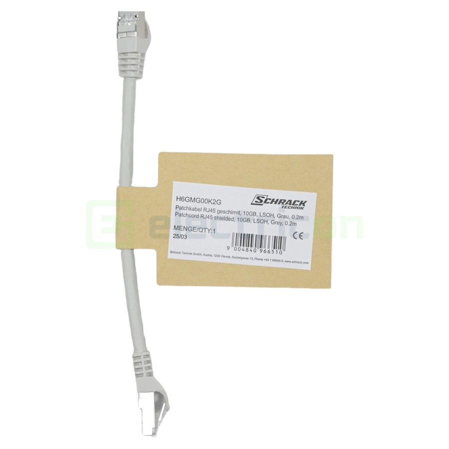 Cablu patch - cablu retea - internet tip Cat 6A ecranat LS0H gri 0.2m - Schrack H6GMG00K2G