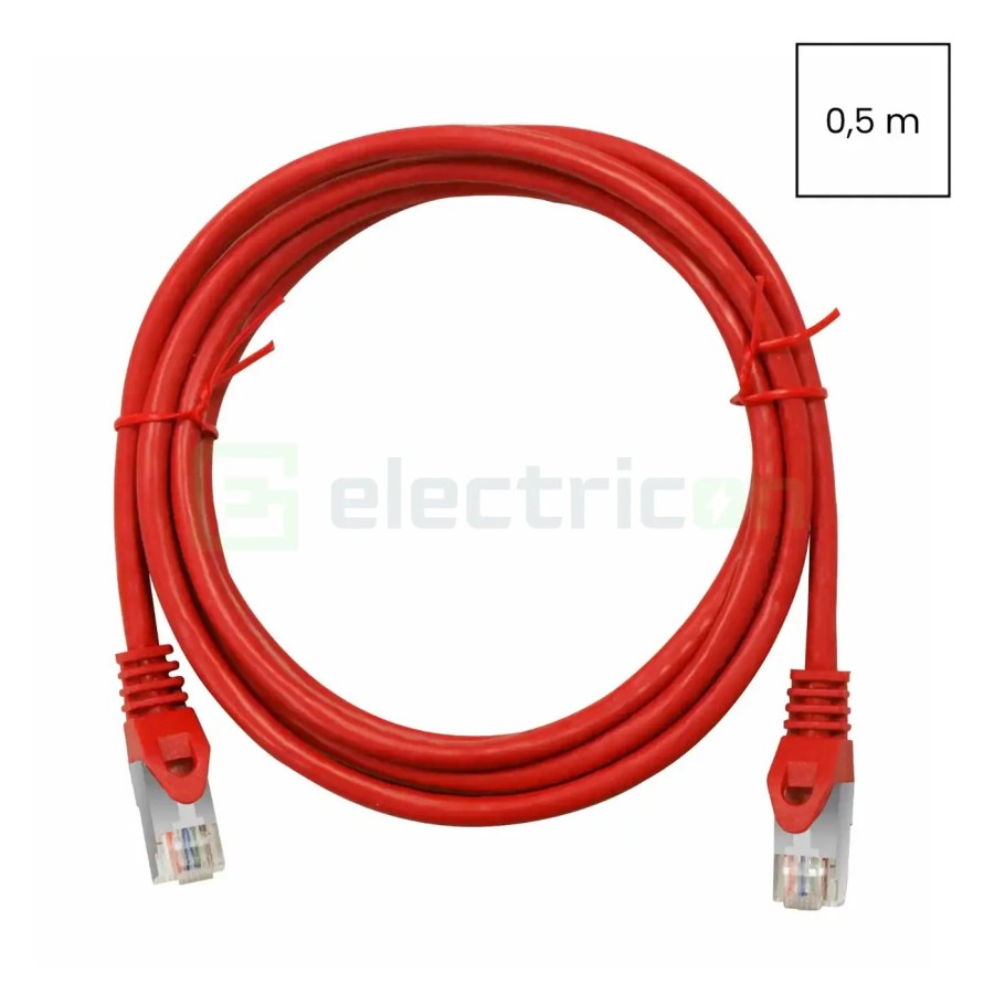Cablu patch - cablu retea - internet tip Cat 6A ecranat LS0H roșu 0.5m - Schrack H6GMR00K5R