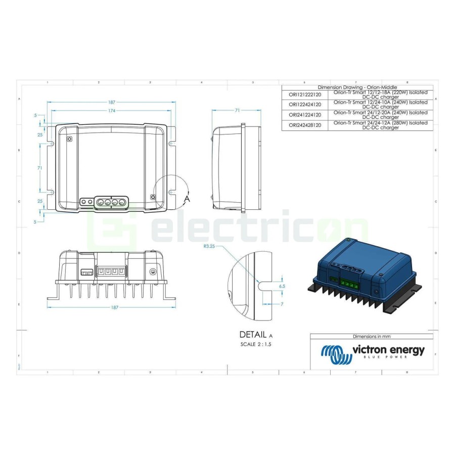 Încărcător izolat DC/DC - 12/12-18A (220W) Orion-Tr Smart - Victron Energy ORI121222120