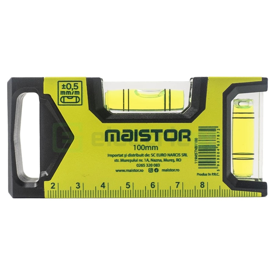 Nivelă de buzunar cu 2 bule - 100 mm - Maistor 119MSTNB1100