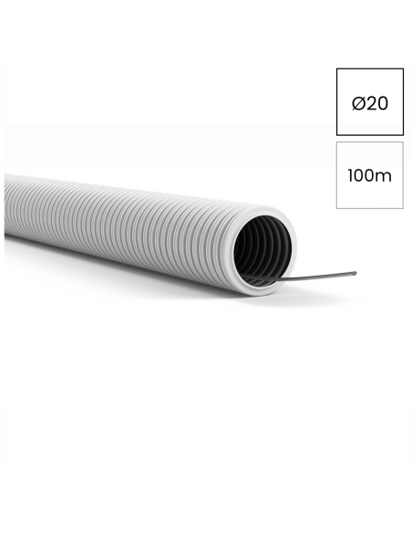 Copex - tub flexibil - cu fir tragere - Ø20 mm - 100 metri - 750N - ignifug, gri - Kouvidis Mediflex Plus ISR 2087020