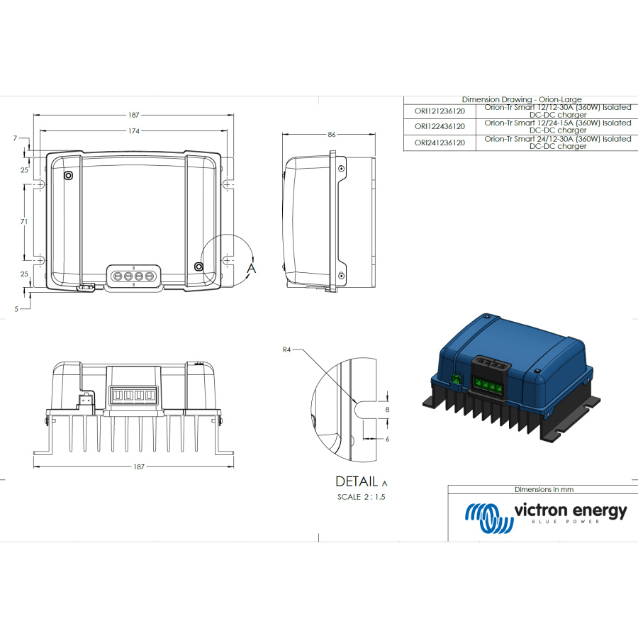 Încărcător izolat DC/DC - 12/12-30A (360W) Orion-Tr Smart - Victron Energy ORI121236120