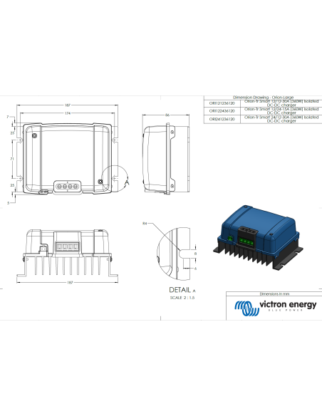 Încărcător izolat DC/DC - 12/12-30A (360W) Orion-Tr Smart - Victron Energy ORI121236120