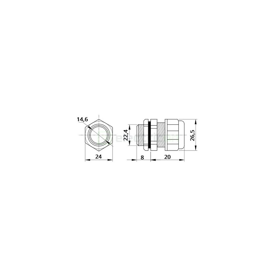 Presetupă Metalică PG16 6-12mm IP66 Tracon Electric PGF-16
