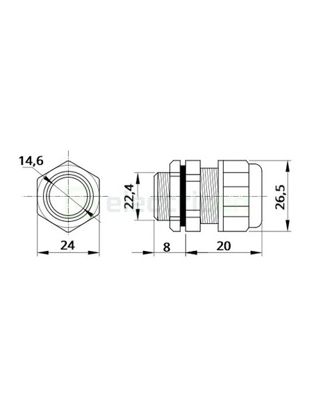 Presetupă Metalică PG16 6-12mm IP66 Tracon Electric PGF-16