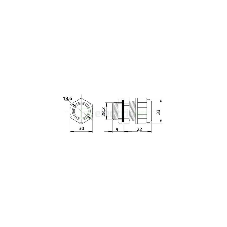 Presetupă Metalică PG21 10-18mm IP66 Tracon Electric PGF-21