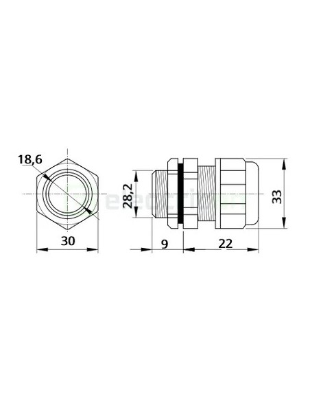 Presetupă Metalică PG21 10-18mm IP66 Tracon Electric PGF-21