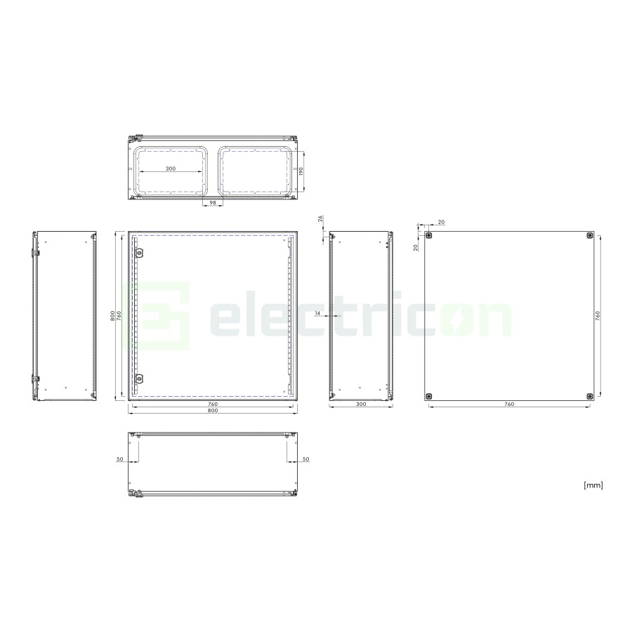 Cutie electrică - siguranțe - 800x800x300mm -  exterior IP66 - include contrapanou - Schrack WSA8080300