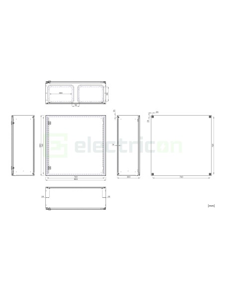 Cutie electrică - siguranțe - 800x800x300mm -  exterior IP66 - include contrapanou - Schrack WSA8080300