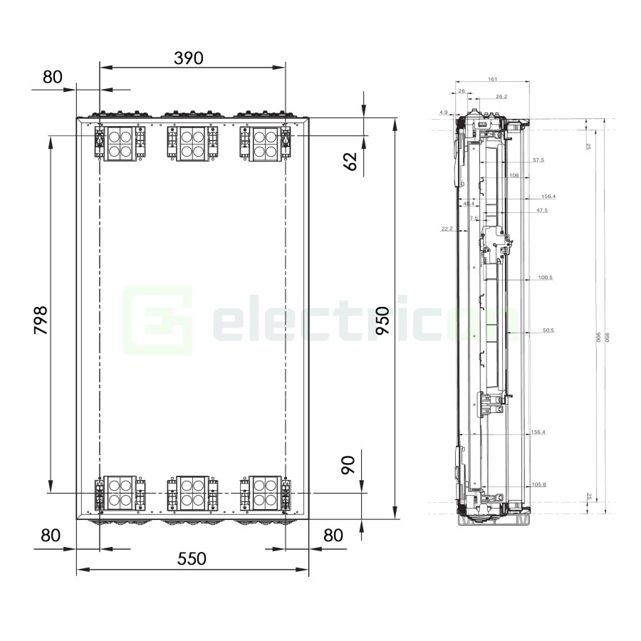 Tablou electric metalic, 144 module, 6X24, aplicat, Hager, Univers, IP44, Hager, FWB62S - Electricon.ro
